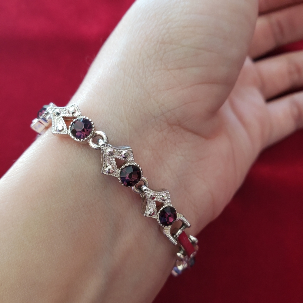 Vintage purple Rignstones bracelet - Picture 9 of 13